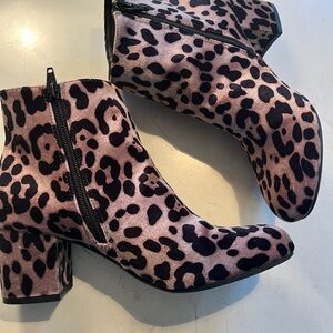 Stylish Brown and Black Ankle Booties with Chunky Heel